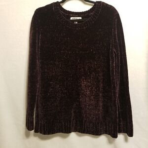 Orvis M Chenille Sweater Puce Purple Super Soft Long Sleeve Crew Neck Cozy Warm